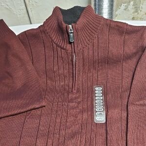 Men's Maroon Zip-Up Sweater